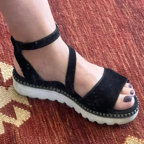 Gabor Comfort Walking Sandals Black Wedge 38 - Picture 5 of 7